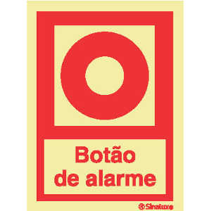 Sinal Rectangular Fotoluminescente Botão de Alarme