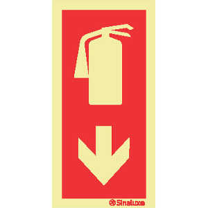 Sinal Rectangular Vermelho Extintor Por Baixo