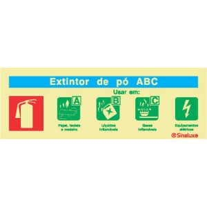 Sinal Rectangular Fotoluminescente Extintor de Pó ABC
